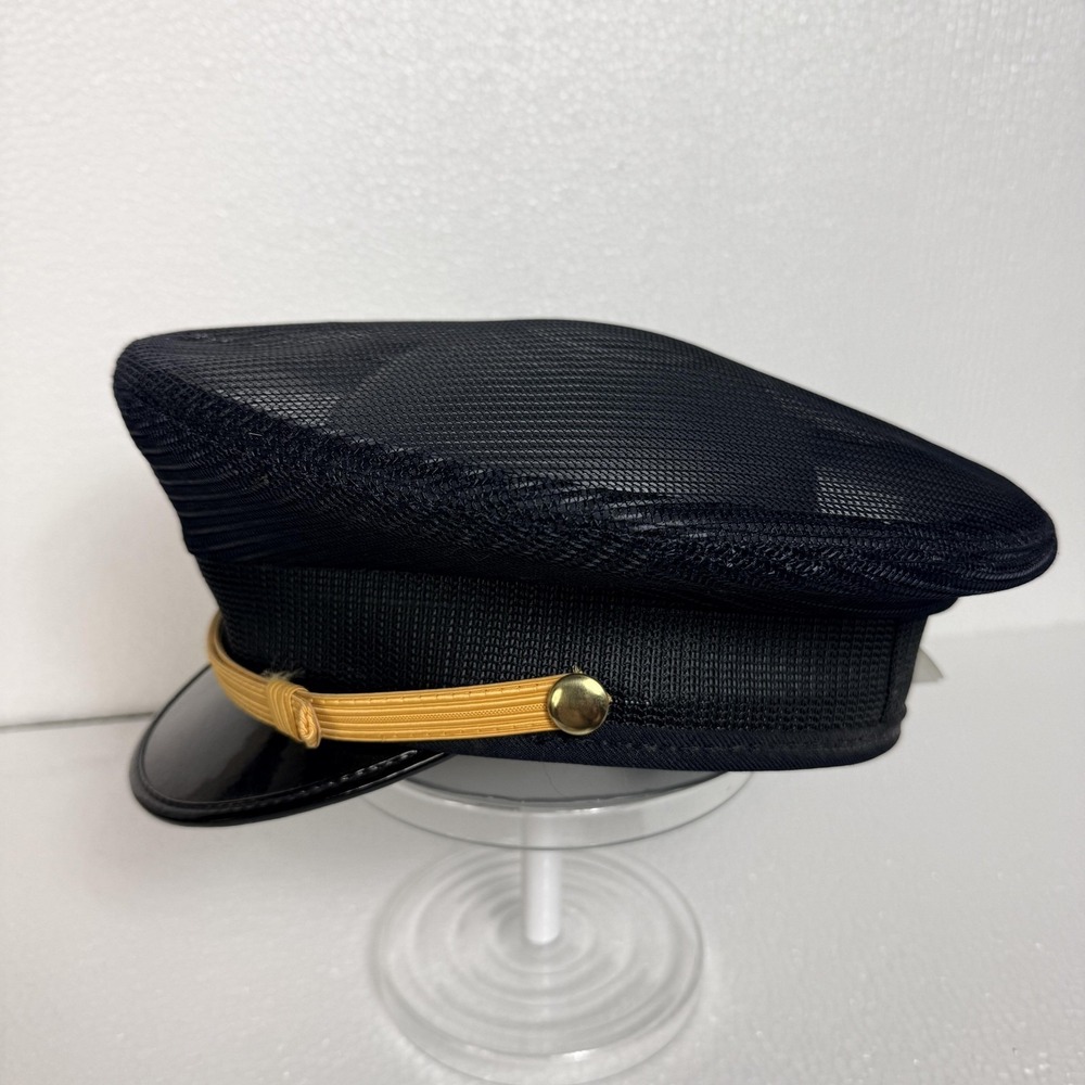 Mesh Mariner Hat Cap Fitted Mens One Size Black Breathable Uniform Workwear - Picture 2 of 9